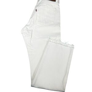 Levi’s 501 Jeans/womens Big E Tag/white-ivory Color Size 27x30 RawHem Button Fly